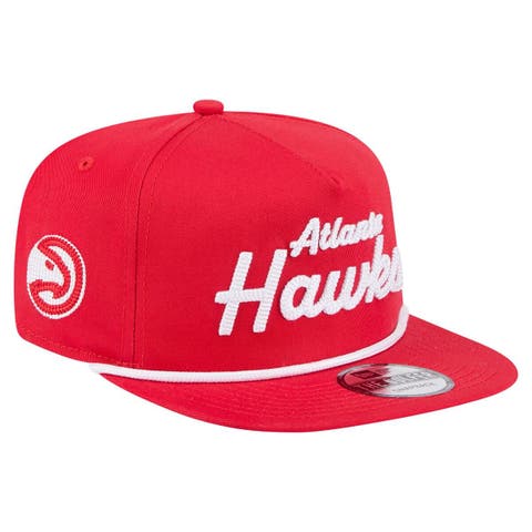 Men's New Era Red Atlanta Hawks Team Text Golfer Snapback Hat