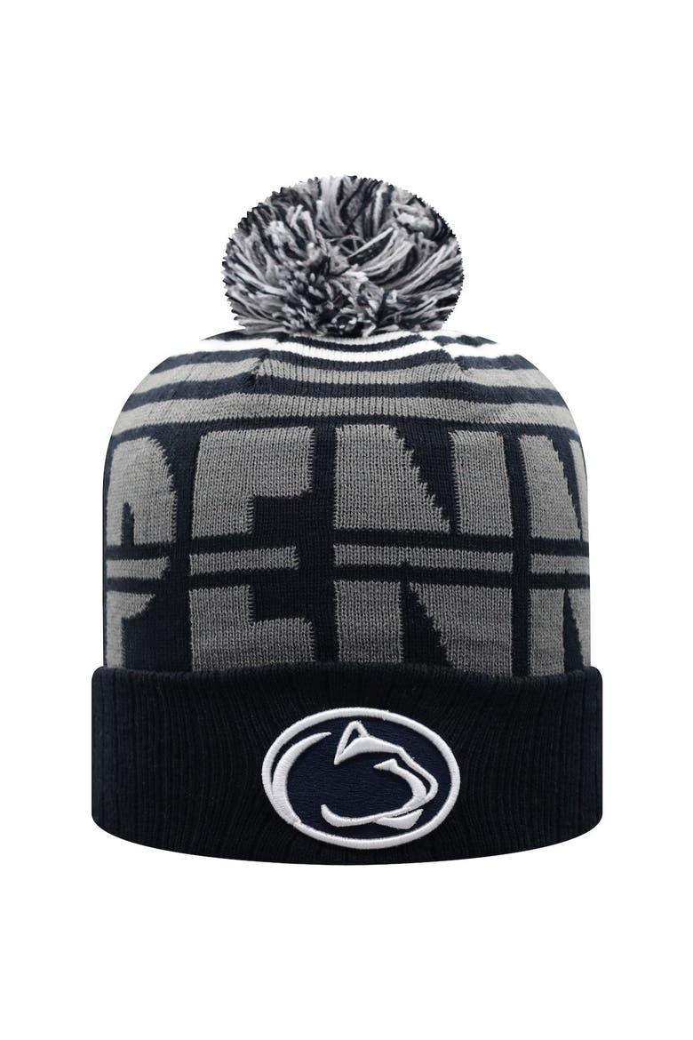 Men's Top of the World Navy/Gray Penn State Nittany Lions Colossal Cuffed Knit Hat with Pom, Main, color, Navy