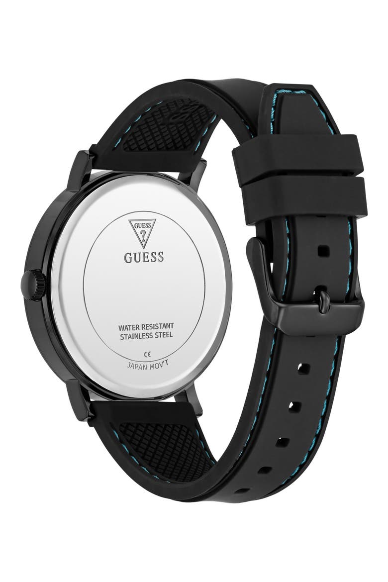 Day of the Dead Black Multifunction Silicone Strap Watch, 44mm, Alternate, color, BLACK