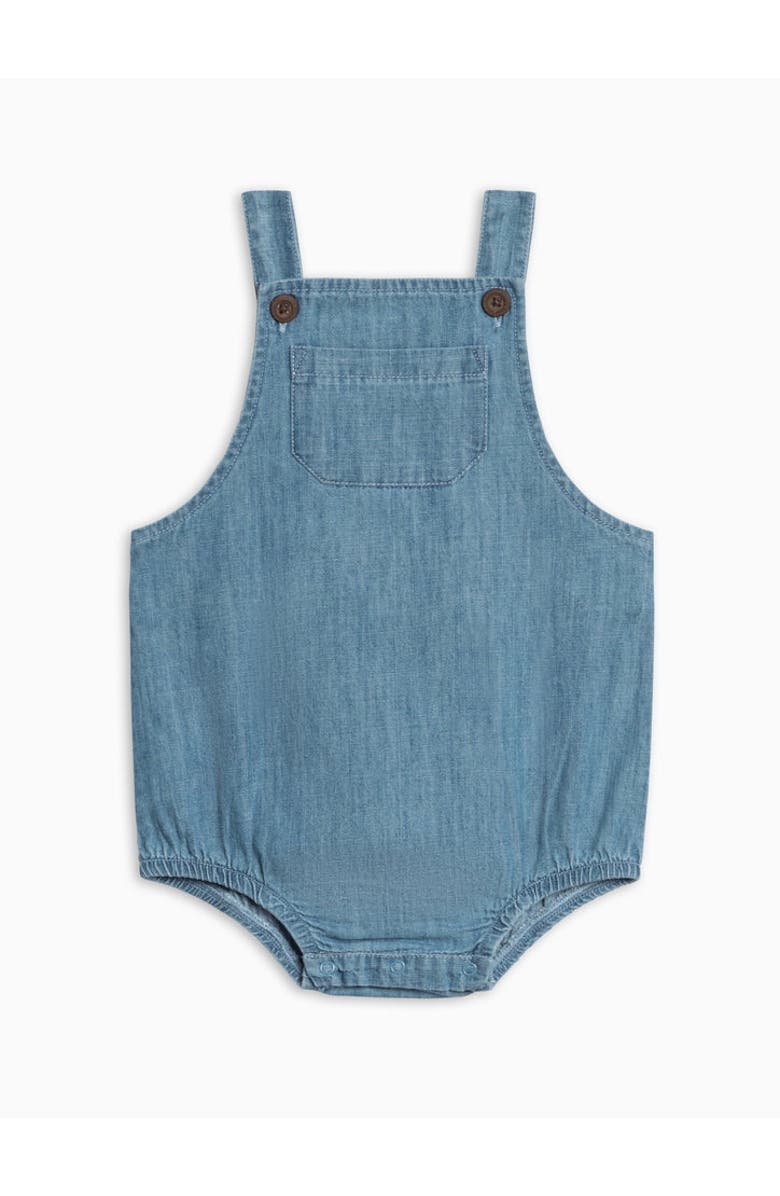 KENDI by Colored Organics Organic Noe Chambray Bubble Overall Romper, Main, color, Chambray