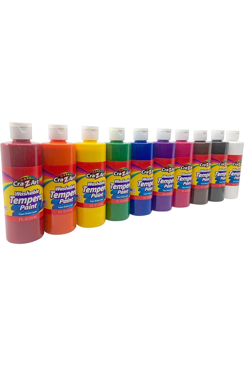 Classroom Pack Washable Tempera Paints 10 Bottles, 8 oz Each, Alternate, color, Multicolored