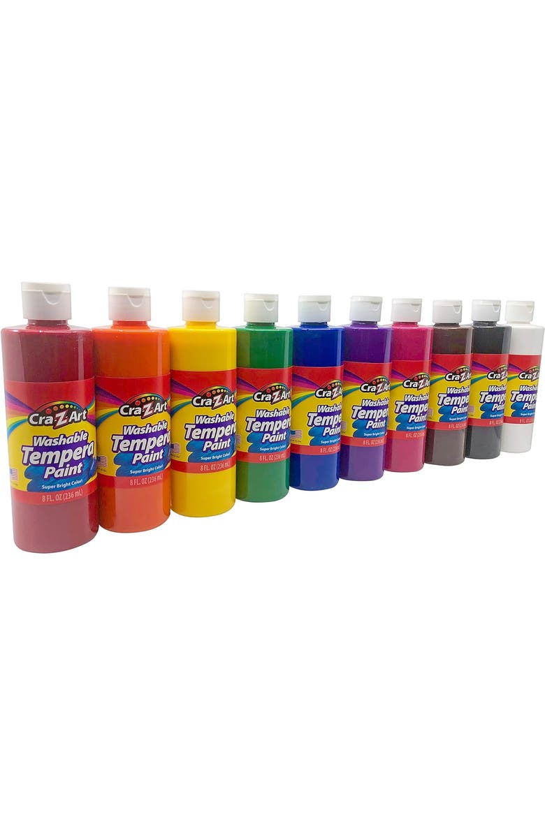 CRA-Z-ART Classroom Pack Washable Tempera Paints 10 Bottles, 8 oz Each, Alternate, color, Multicolored