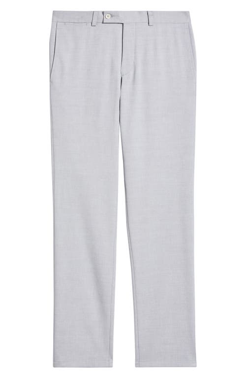 Jack Victor Palmer Slim Fit Grey Flat Front Stretch Cotton & Wool Dress Pants In Light Grey