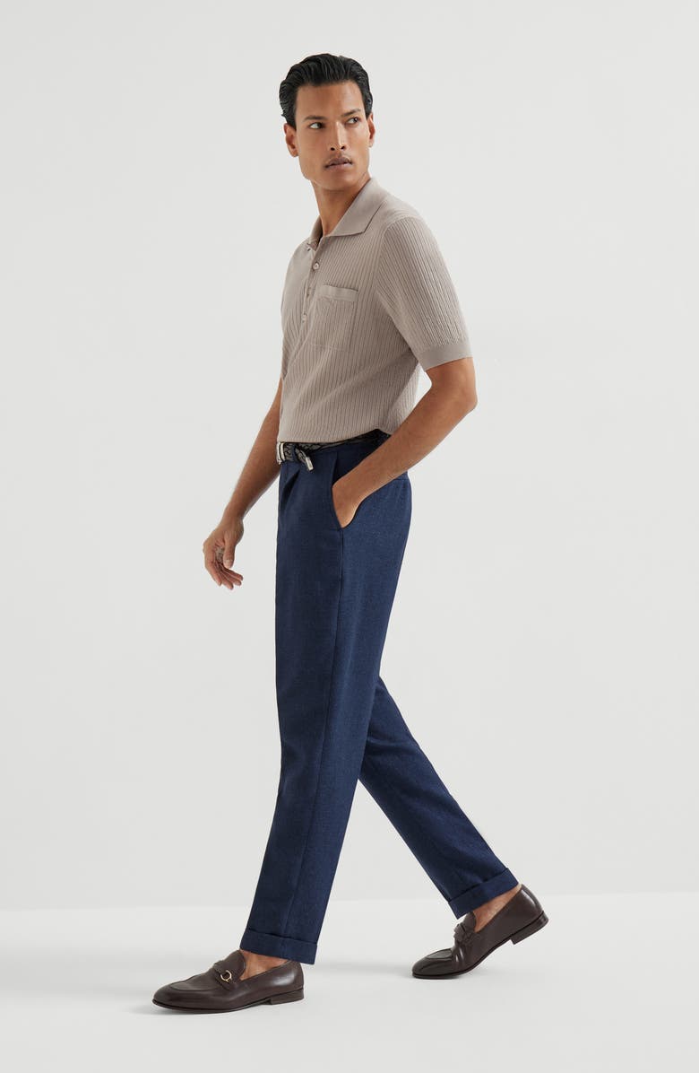 Brunello Cucinelli Trousers with pleats, Alternate, color, Navy Blue