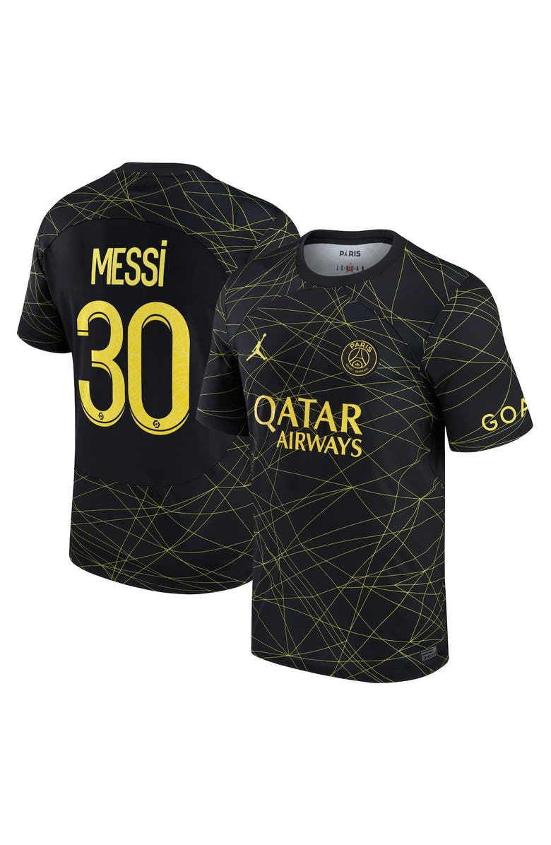 Nike Men's Jordan Brand Lionel Messi Black Paris Saint-Germain 2022/23 Fourth Breathe Stadium Replica Player Jersey, Main, color, 