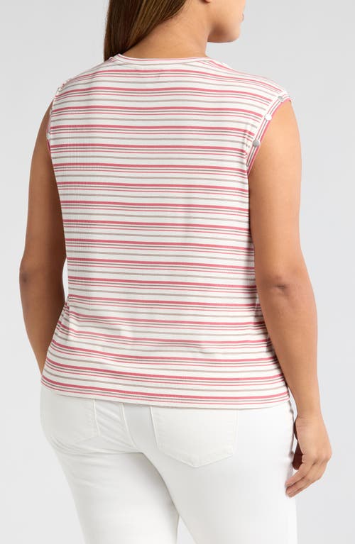 Liverpool Los Angeles Sleeveless Rib Top In Pink Multi Stripe