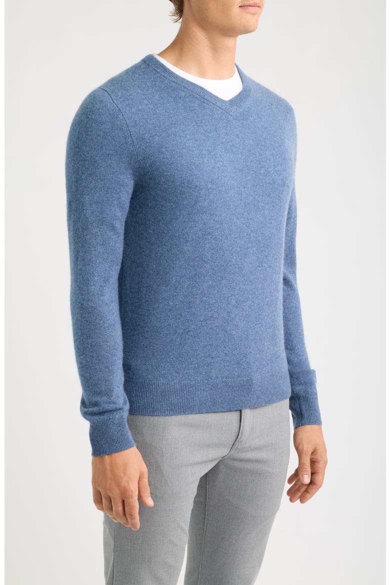 Cashmere V-Neck Sweater, Alternate, color, BLUE MOONLIGHT HEATHER