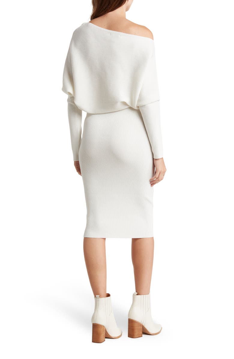 Love By Design Blair Ottoman Off-the-Shoulder Long Sleeve Sweater Dress, Alternate, color, Winter White