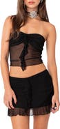 EDIKTED Solange Ruffle Mesh Tube Top