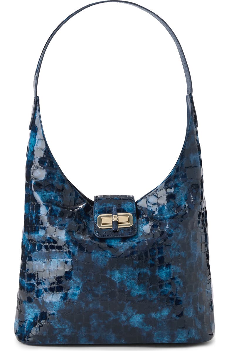 Brahmin Gwynne Croc Embossed Leather Shoulder Bag, Main, color, Ultramarine
