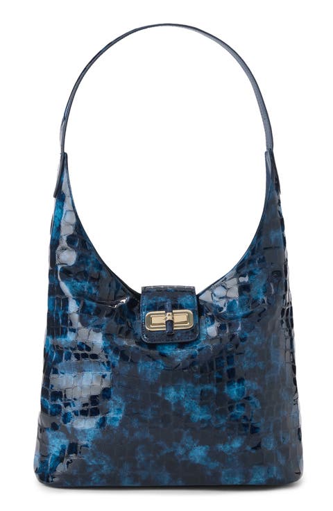 Gwynne Croc Embossed Leather Shoulder Bag