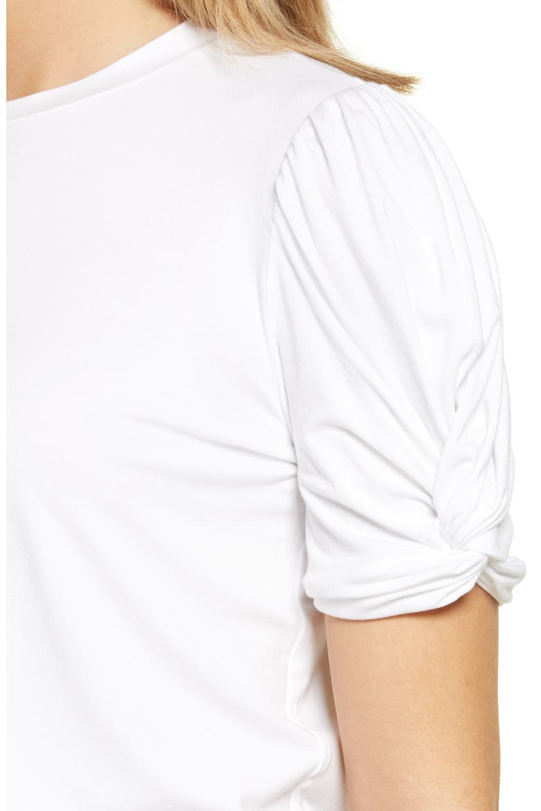 Twisted Sleeve Stretch Knit Top, Alternate, color, WHITE