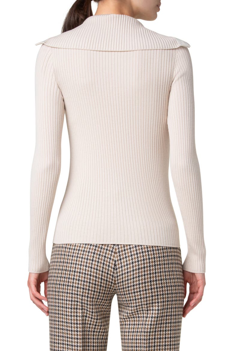 Wool Rib Half Zip Sweater, Alternate, color, CHALK