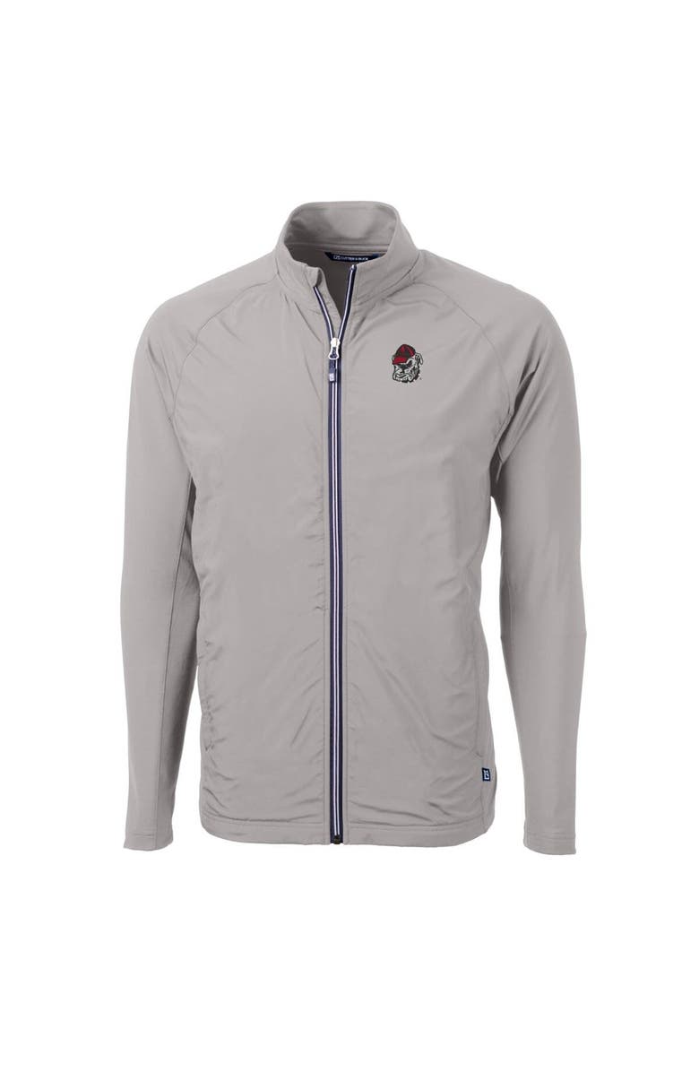 Cutter & Buck Men's Cutter & Buck Gray Georgia Bulldogs Big & Tall Adapt Eco Knit Hybrid Recycled Full-Zip Jacket, Alternate, color,