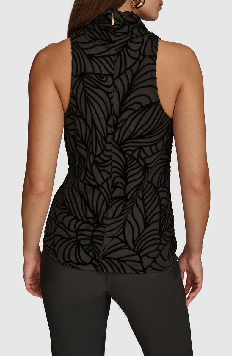 Donna Karan New York Leaf Print Velvet Burnout Sleeveless Top, Alternate, color,