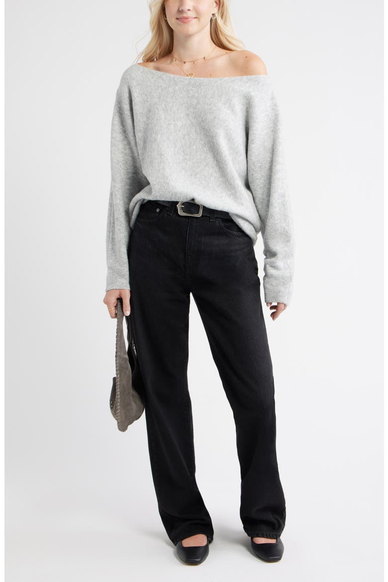 Lofty Boat Neck Oversize Sweater, Alternate, color, GREY HEATHER