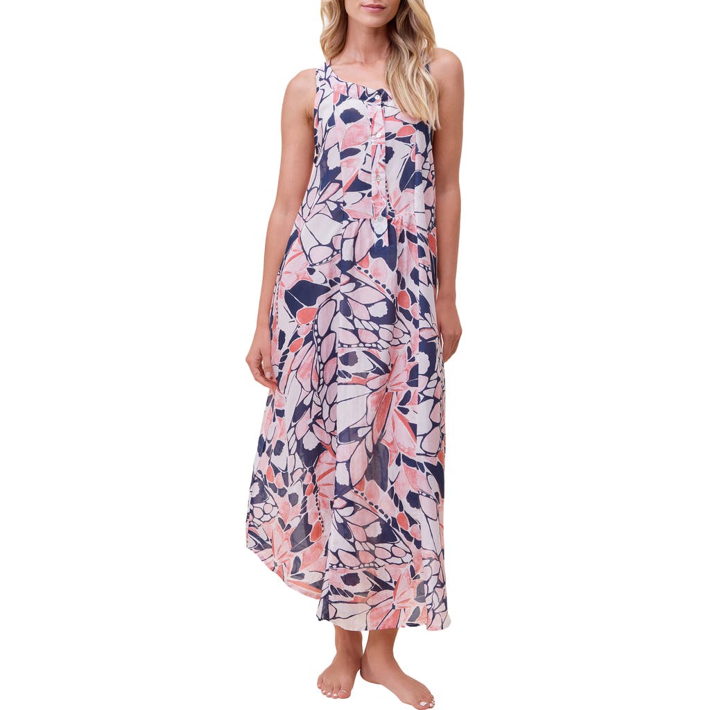 Papinelle Papillon Panel Front Maxi Nightgown In Wild Rose