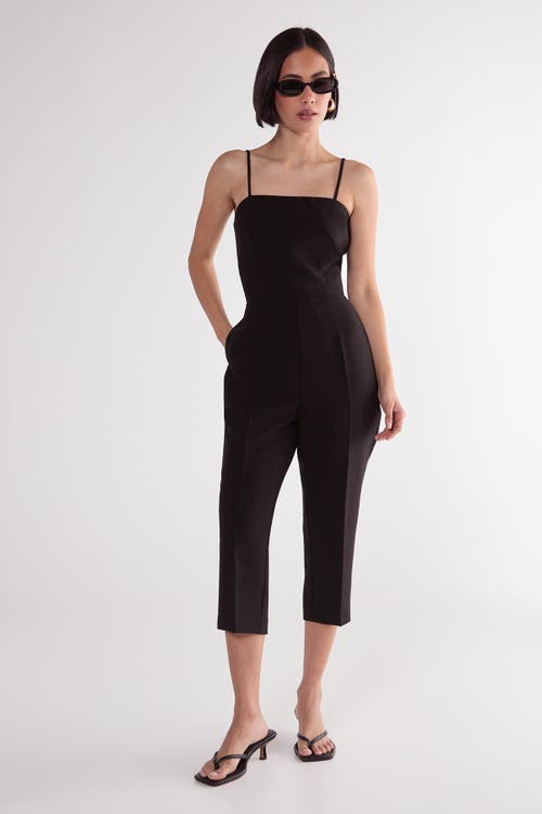 Nasty Gal Tailored Capri Square Neck Playsuit In Black