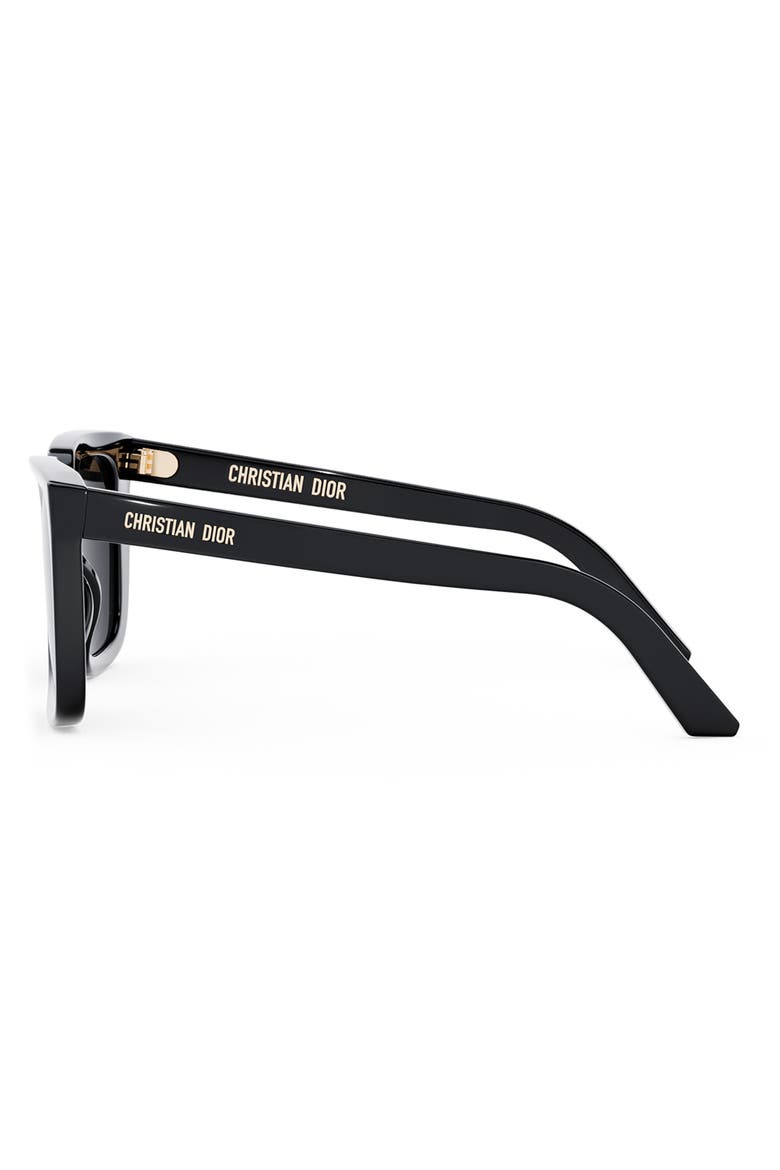 'DiorMidnight S1I 53mm Square Sunglasses, Alternate, color, SHINY BLACK / GRADIENT SMOKE