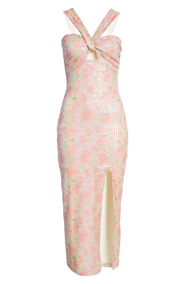 Saylor Faena Sequin Halter Midi Dress, Alternate, color, 