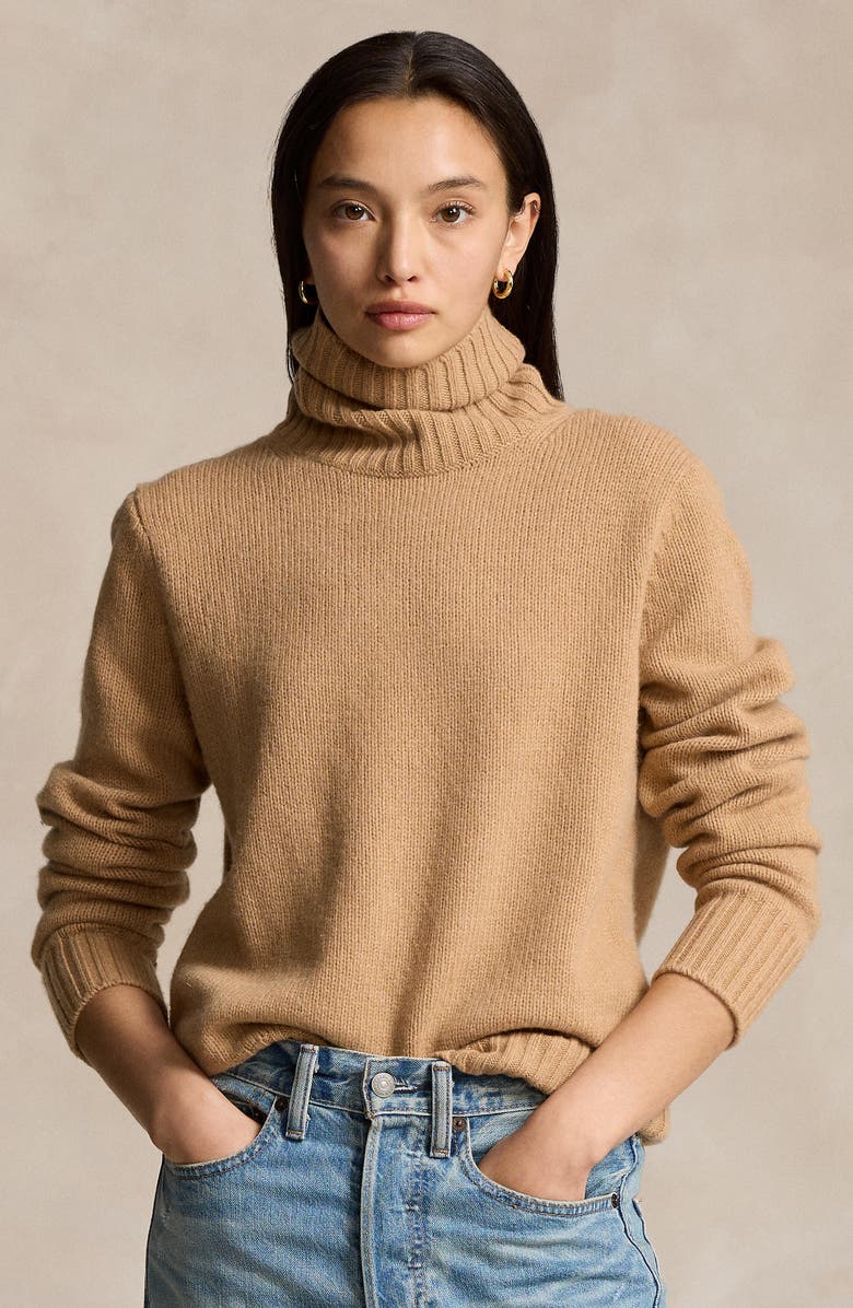 Polo Ralph Lauren Wool Turtleneck Sweater, Alternate, color, Collection Camel Melange