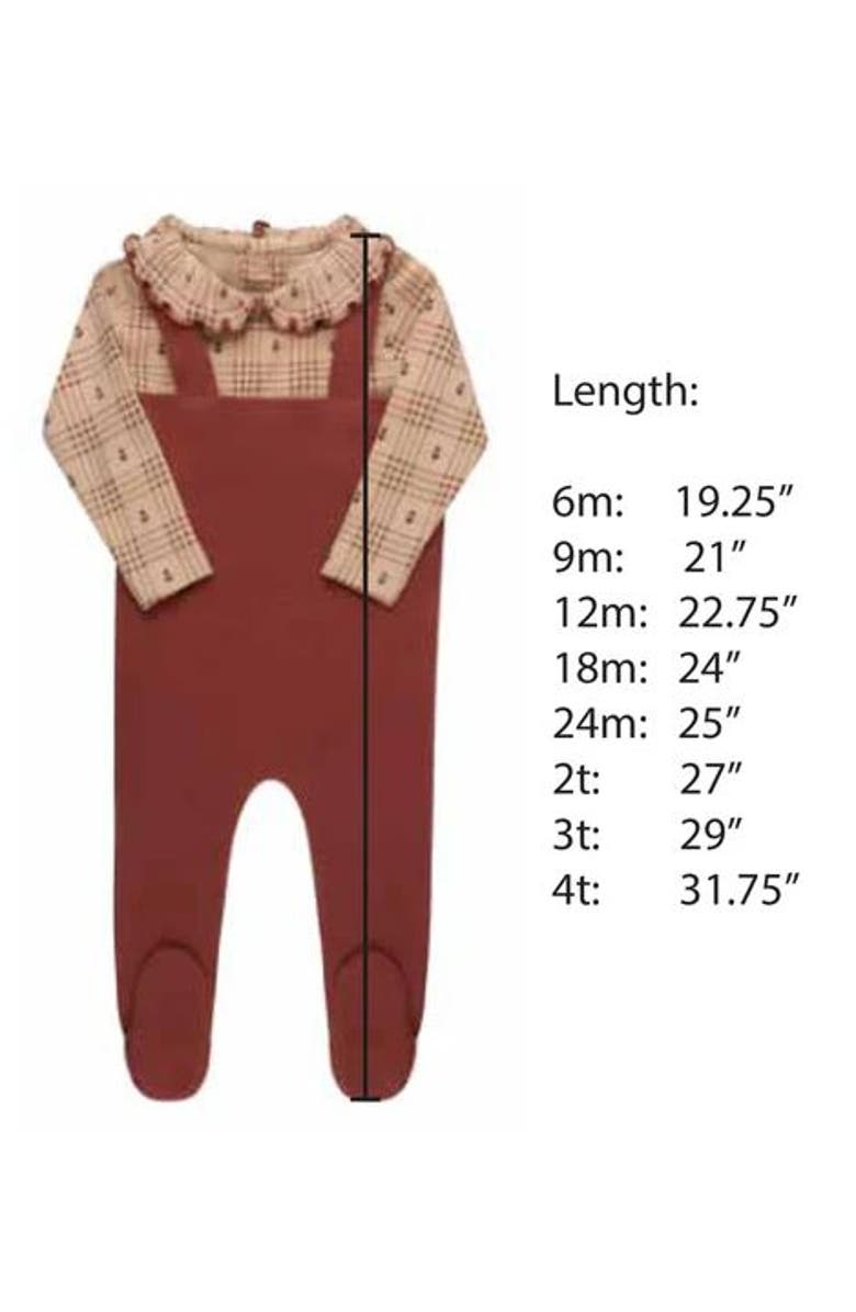 Ely's & Co. Cotton Floral Plaid Collection - Bodysuit + Overalls, Alternate, color, Pink