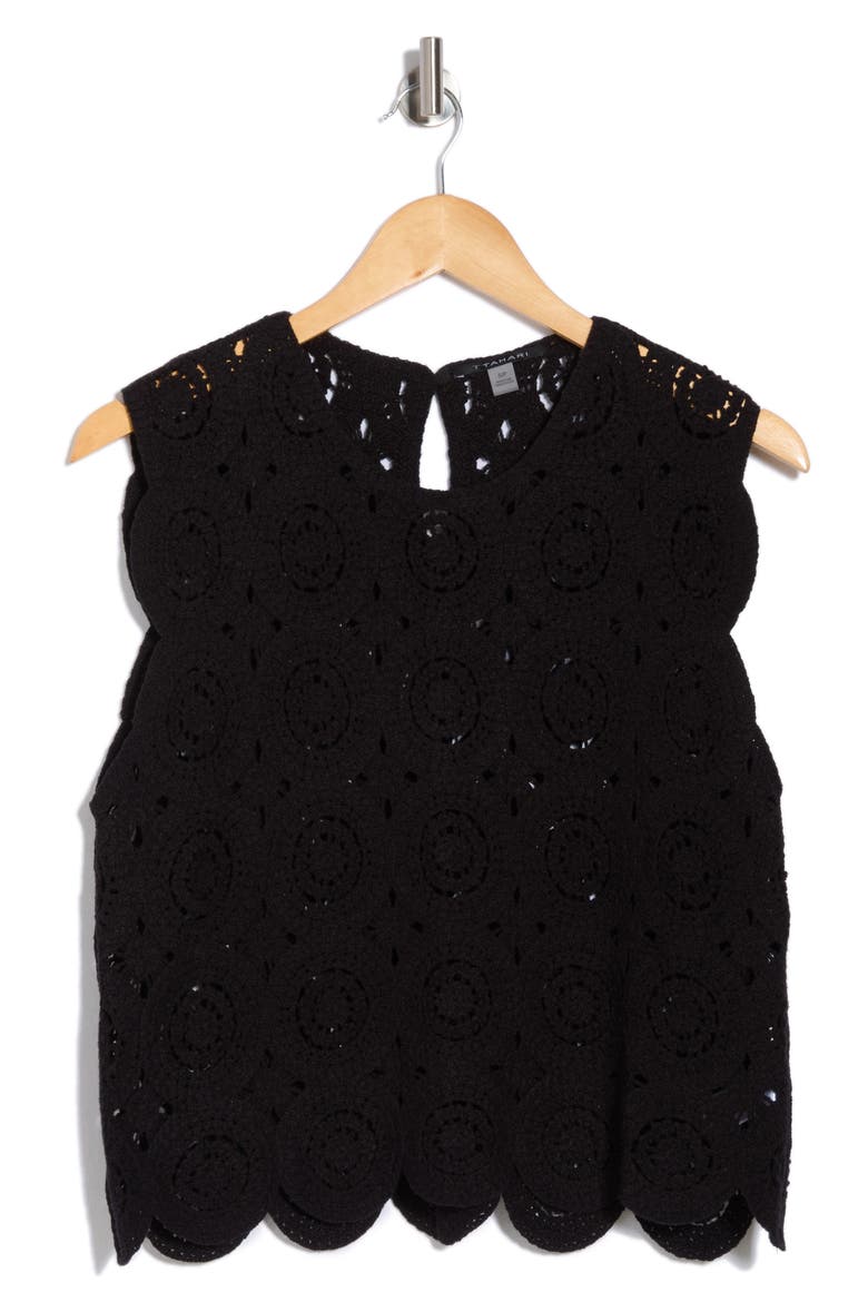 Crochet Sweater Tank, Alternate, color, BLACK
