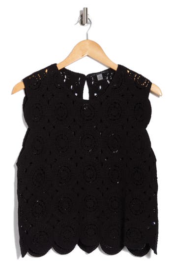 T Tahari Crochet Sweater Tank