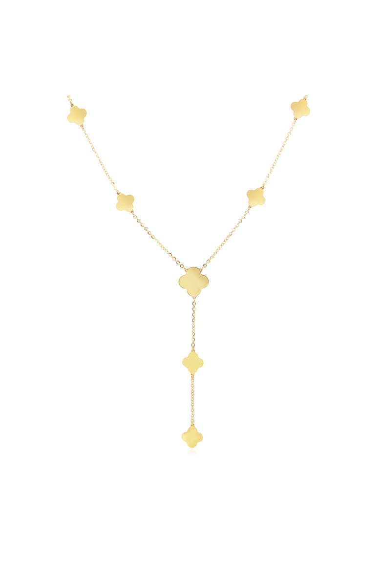 Gold Clover Station Lariat Necklace, Main, color, Gold