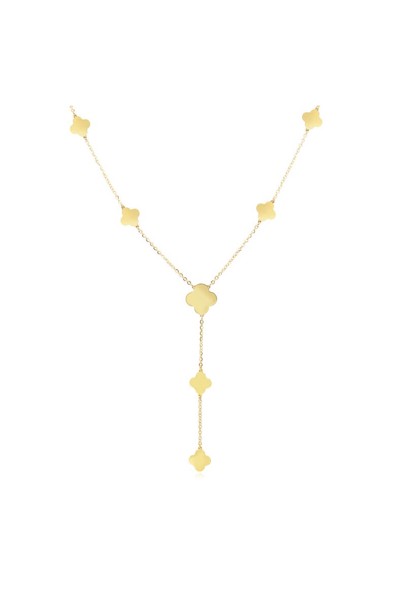 The Lovery Fine Jewelry Gold Clover Station Lariat Necklace, Main, color, Gold