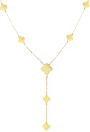 The Lovery Fine Jewelry Gold Clover Station Lariat Necklace