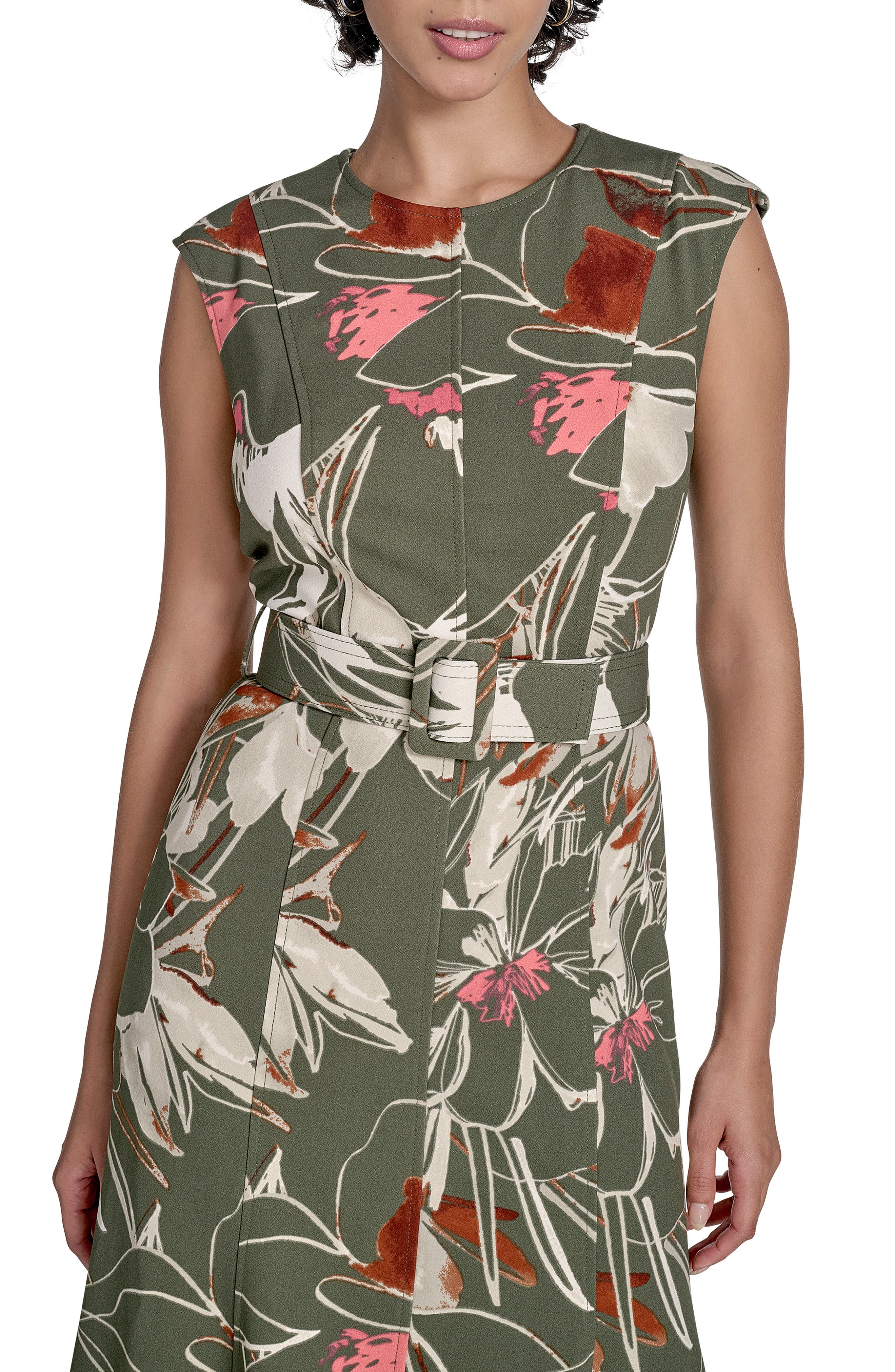 Calvin Klein Floral Sleeveless Belted ALine Midi Dress Nordstromrack — free download