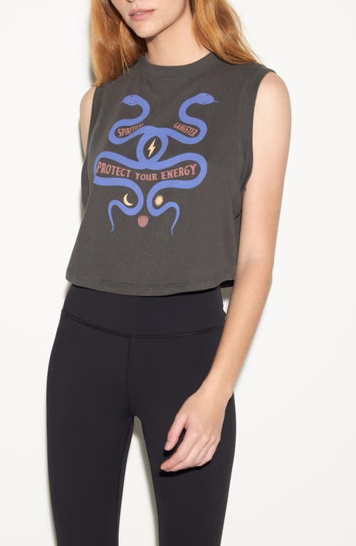 Spiritual Gangster Crawford Serpent Graphic Crop Tank In Ash
