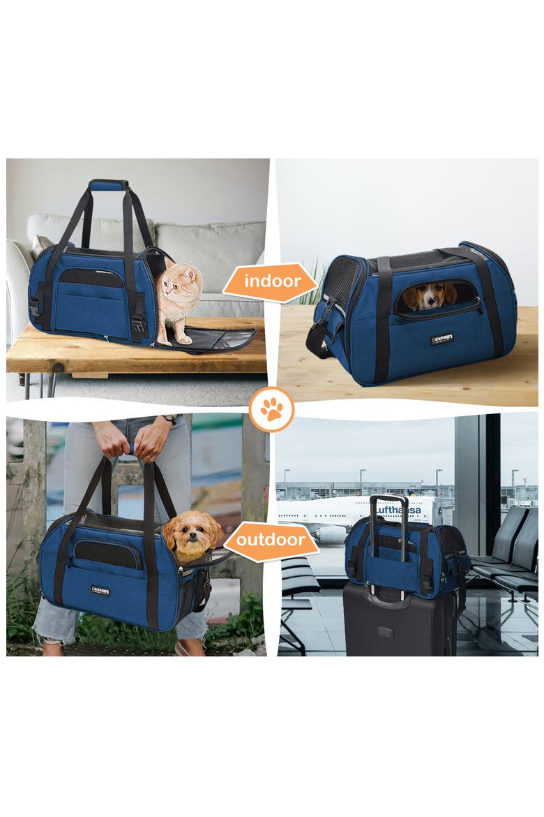 GOOPAWS Soft Sided Pet Cat Carrier Perfect for Travel, Alternate, color, NAVY BLUE