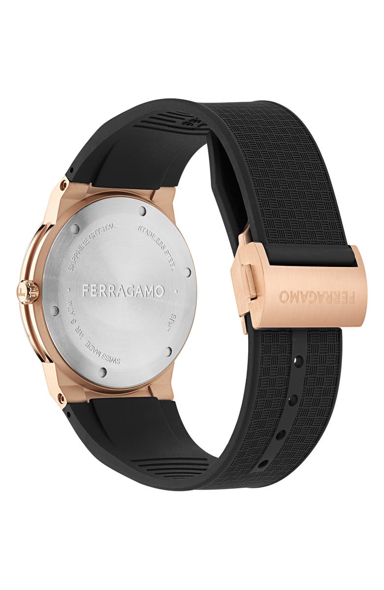 FERRAGAMO Logo Recycled Polyurethane Strap Watch, 41mm, Alternate, color,