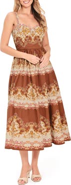 FLYING TOMATO Fit and Flare Midi Dress