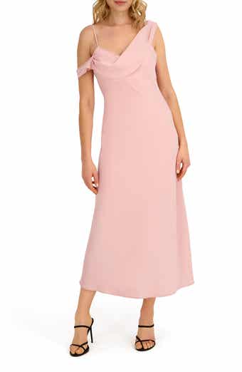 One Shoulder Draped Midi Dress