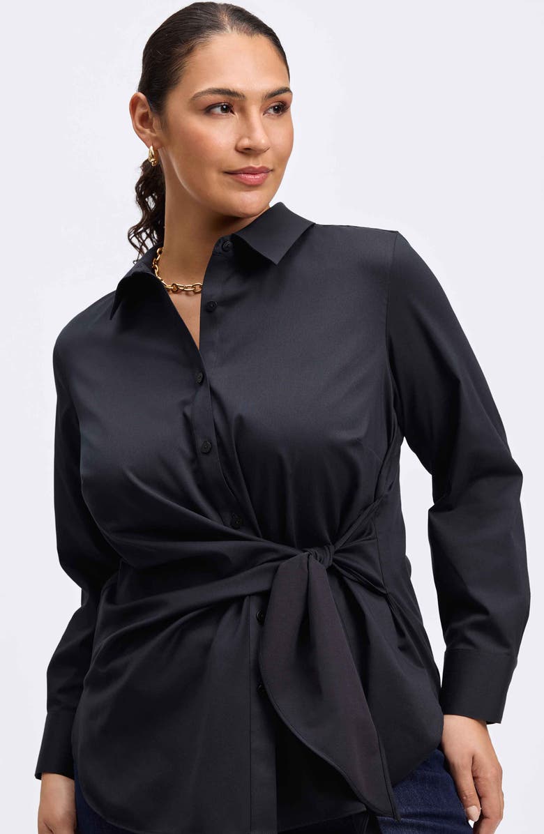 Foxcroft Sabine Side Tie Button-Up Shirt, Alternate, color,