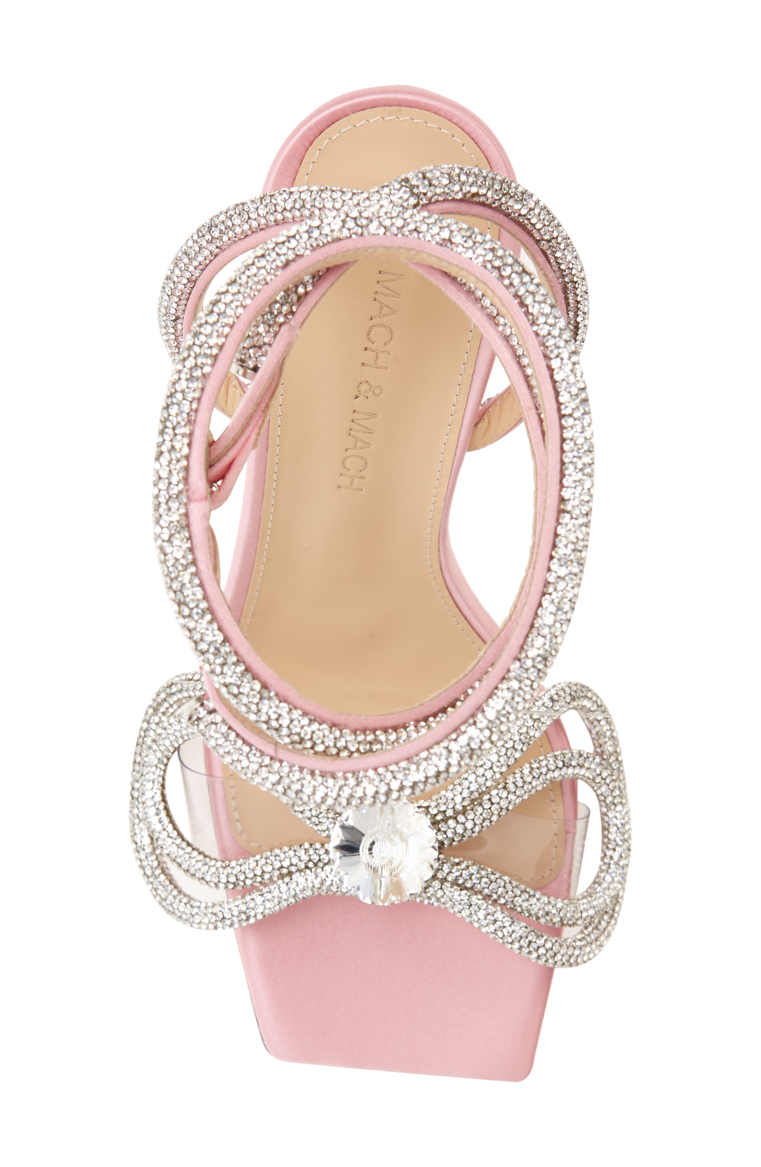 Mach & Mach Double Crystal Bow Square Toe Sandal, Alternate, color, 