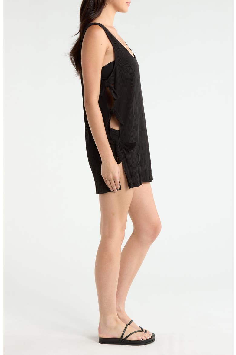 Side Tie A-Line Cover-Up Dress, Alternate, color, BLACK