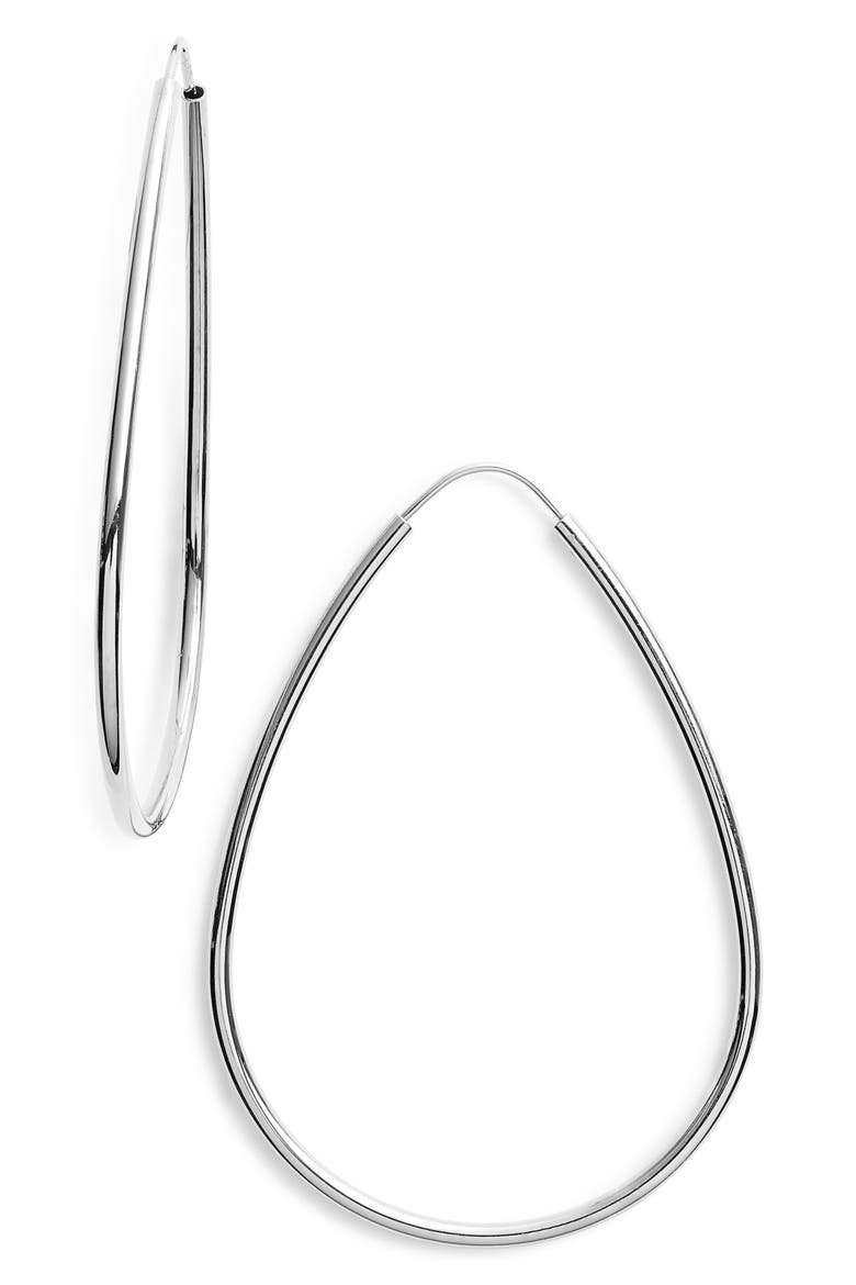 Argento Vivo Teardrop Endless Hoop Earrings, Main, color, SILVER