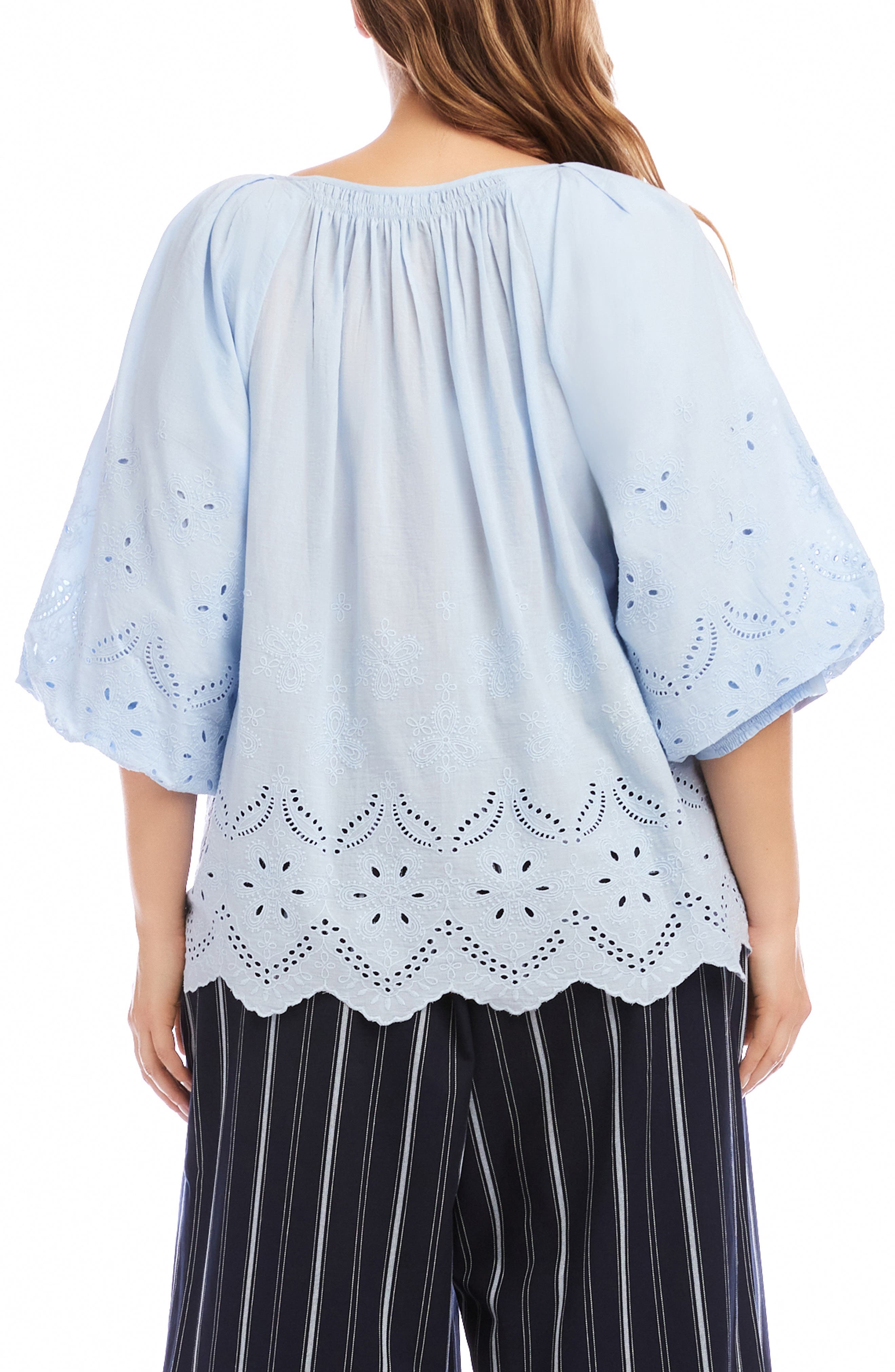 Eyelet Embroidered Cotton Button-Up Top - image 2