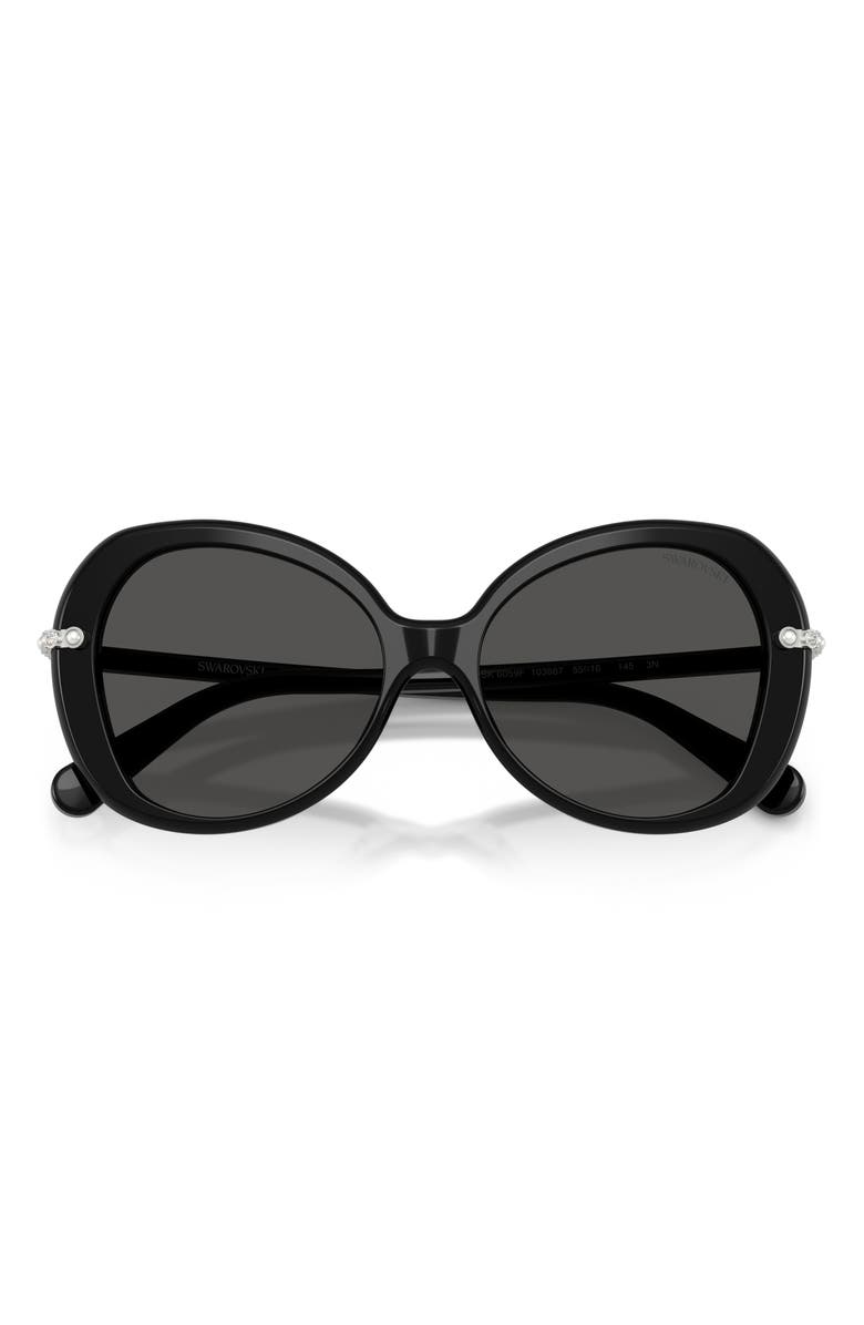 Swarovski 55mm Butterfly Sunglasses, Alternate, color, Black / Dark Grey