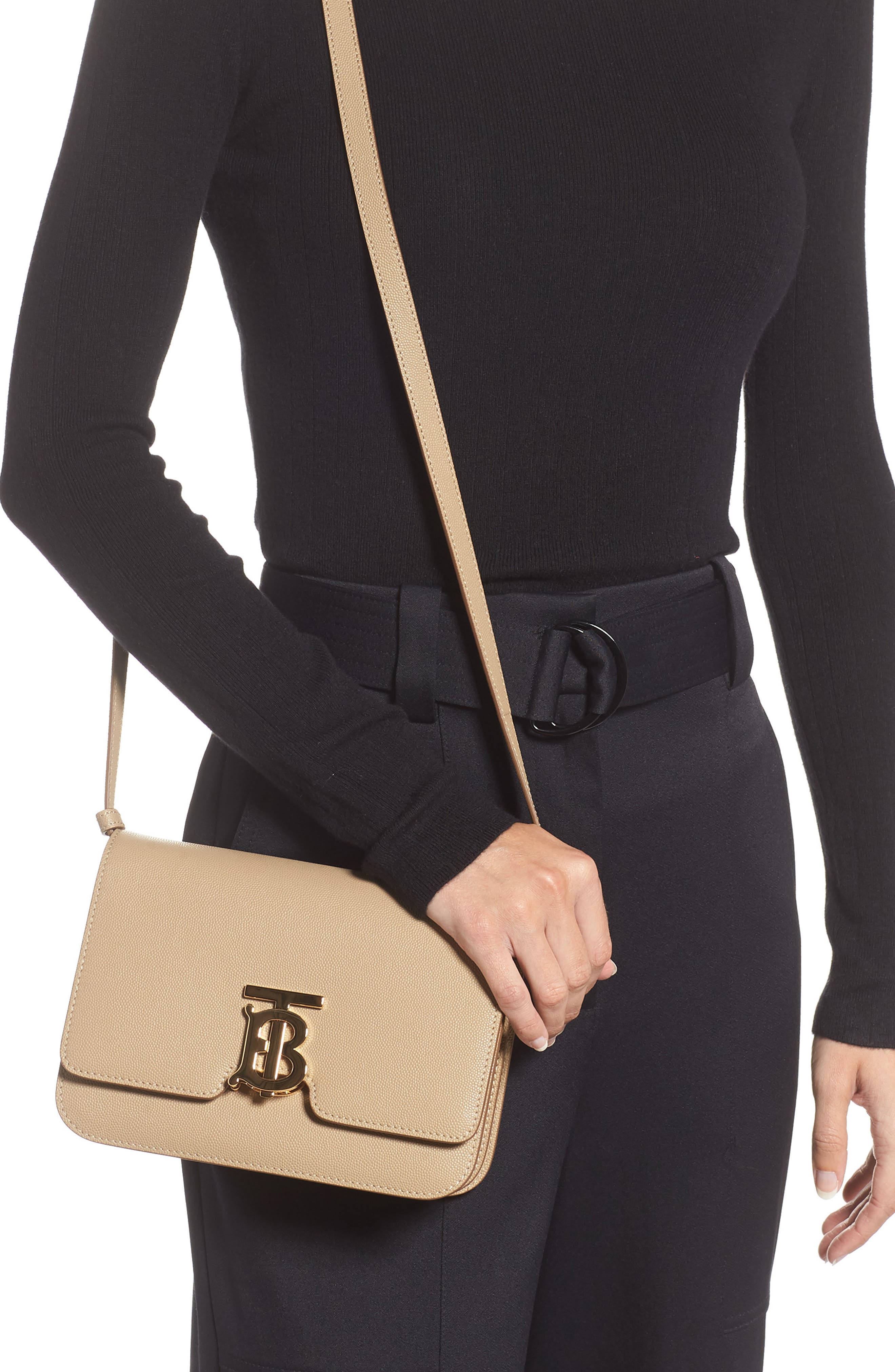 Burberry Small TB Grainy Leather Bag, Alternate, color, 