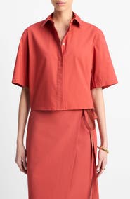 Vince Oversize Crop Cotton Shirt
