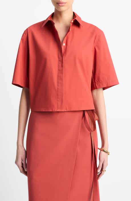Vince Oversize Crop Cotton Shirt