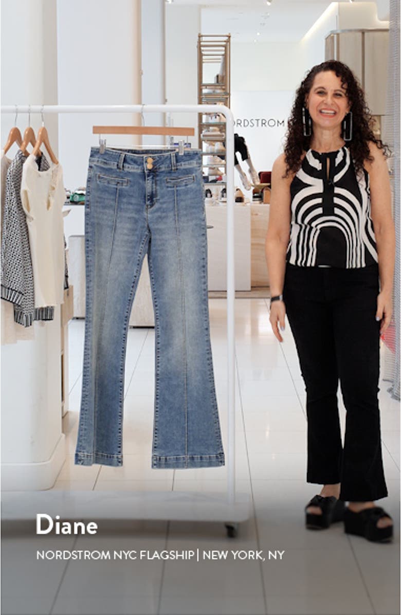 Ana Pintuck High Waist Flare Jeans, sales video thumbnail