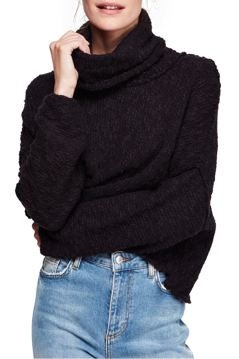 Big Easy Cowl Neck Crop Sweater, Main, color, BLACK
