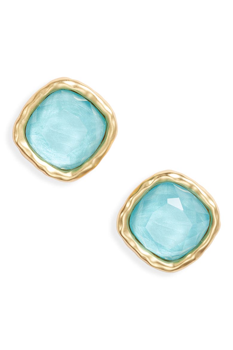 Bezel Glass Stud Earring, Main, color, GOLD