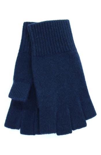 Portolano Fingerless Cashmere Gloves In Blue